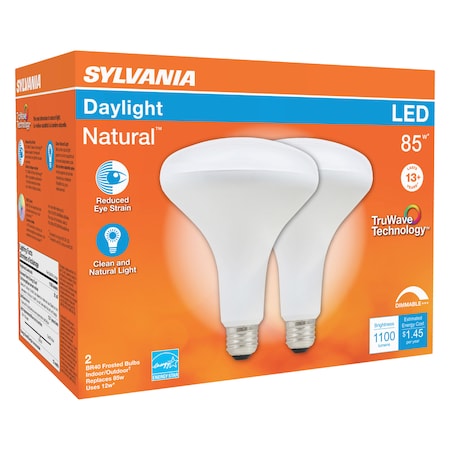 Sylvania Sylvania Natural BR40 E26 (Medium) LED Floodlight Bulb Daylight 85 Watt Equivalence 2 pk 40787